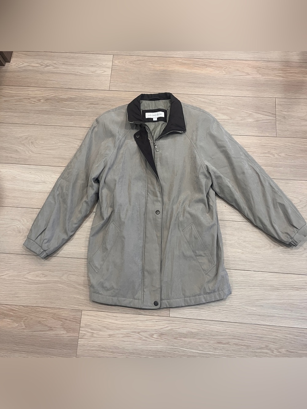 Liz Claiborne Vintage Grey Oversized Utility Jacket Windbreaker M Barn Jacket